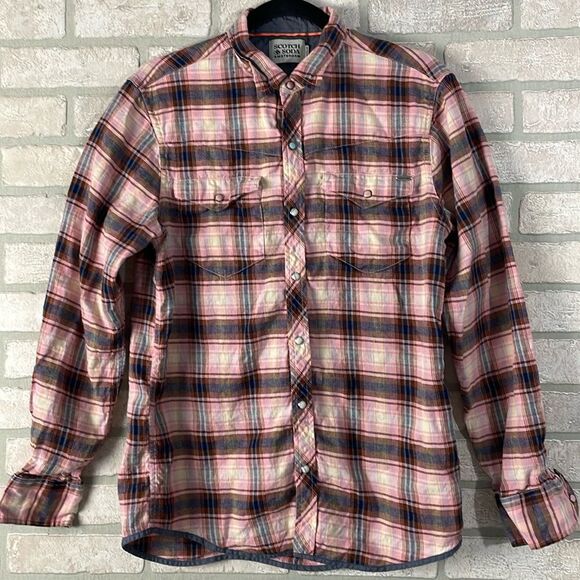 Scotch and Soda western Plaid Button Down Blouse shirt
Linen blend Sz S - Picture 1 of 10